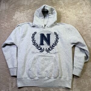 VTG UNR University of Nevada Fruit of the Loom Pullover Hoodie Sz Lg No Strings